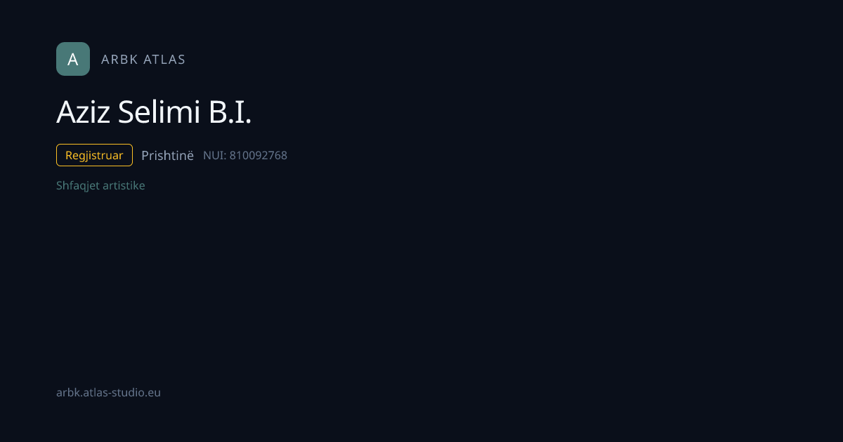 Aziz Selimi B.I. | NUI 810092768 | Kosovo Business | ARBK Atlas