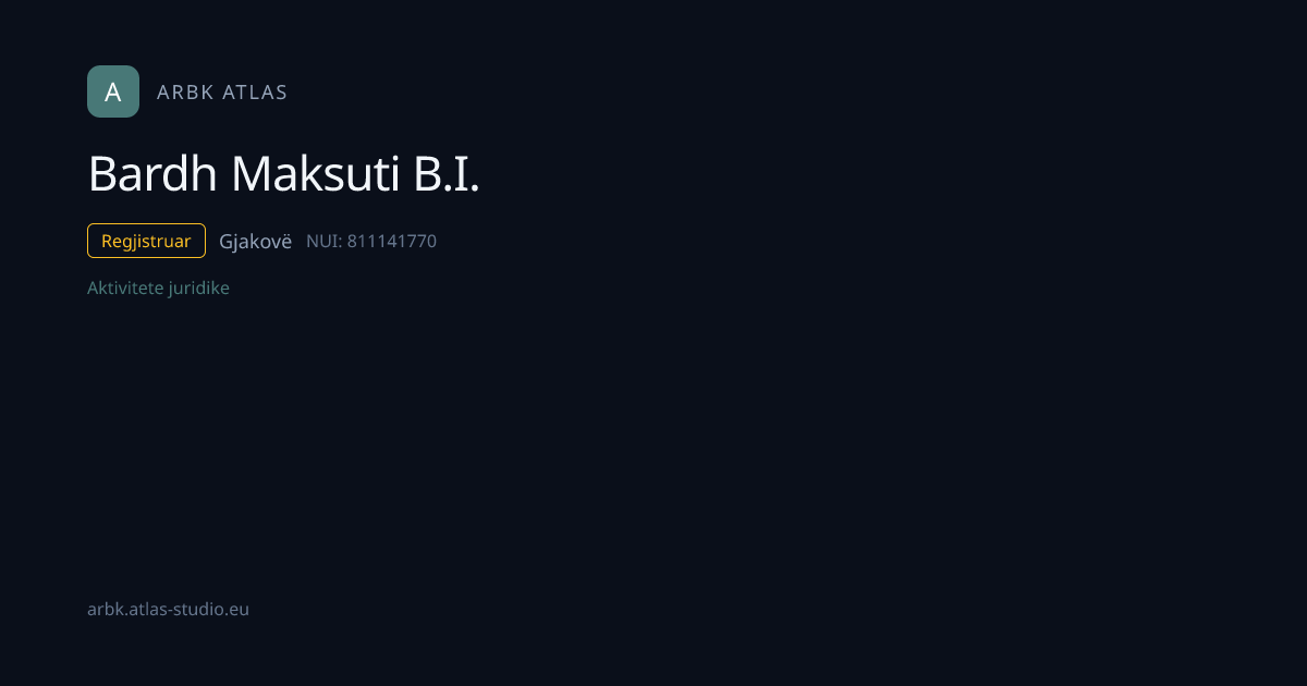 Bardh Maksuti B.I. | NUI 811141770 | Kosovo Business | ARBK Atlas