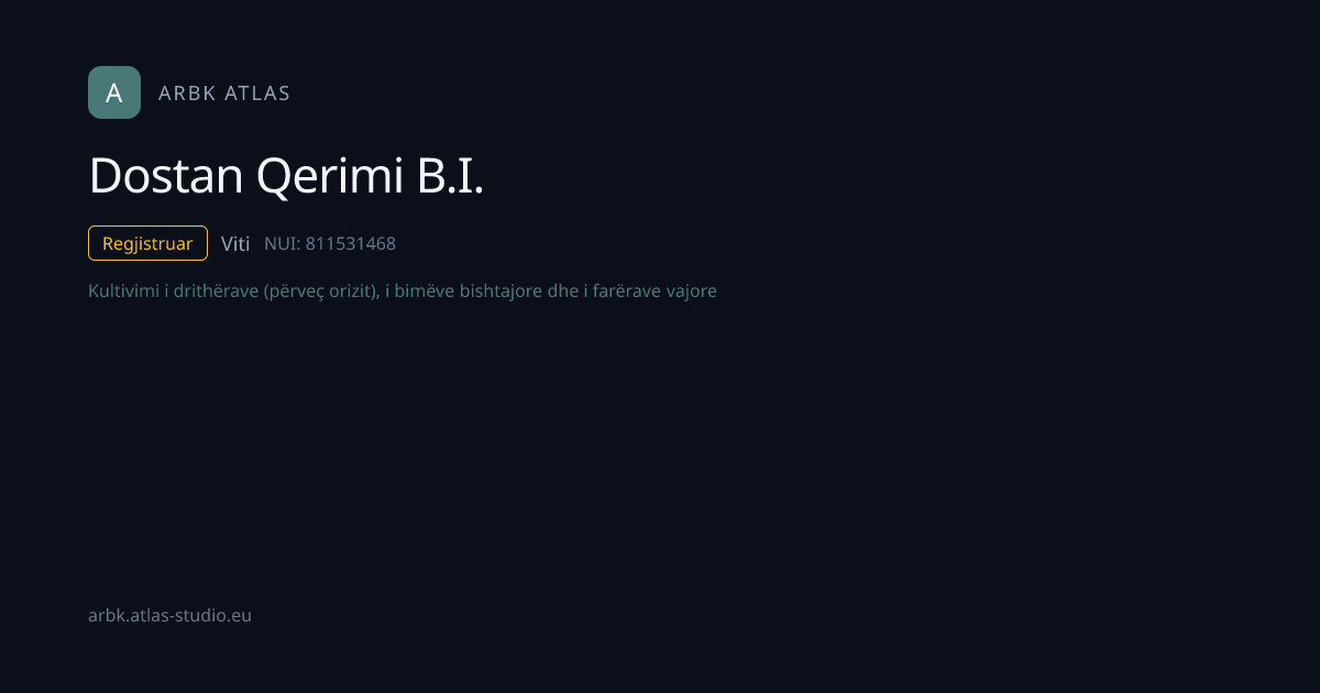 Dostan Qerimi B.I. | NUI 811531468 | Kosovo Business | ARBK Atlas