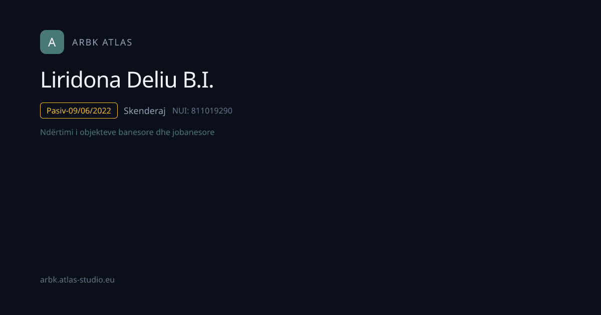 Liridona Deliu B.I. | NUI 811019290 | Kosovo Business | ARBK Atlas