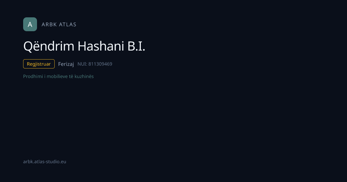Qëndrim Hashani B.I. | NUI 811309469 | Kosovo Business | ARBK Atlas
