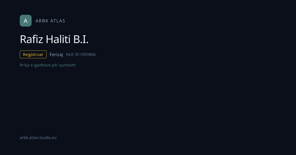 Rafiz Haliti B.I. | NUI 811059866 | Kosovo Business | ARBK Atlas