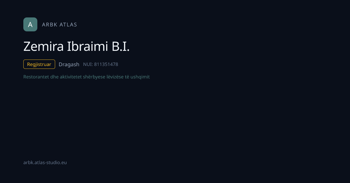 Zemira Ibraimi B.I. | NUI 811351478 | Kosovo Business | ARBK Atlas